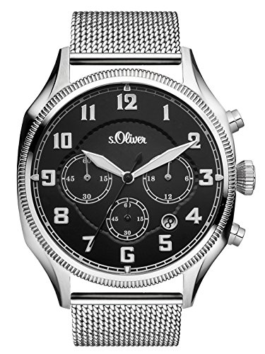 s.Oliver Time Herren Chronograph Quarz Uhr mit Edelstahl Armband SO-3343-MC