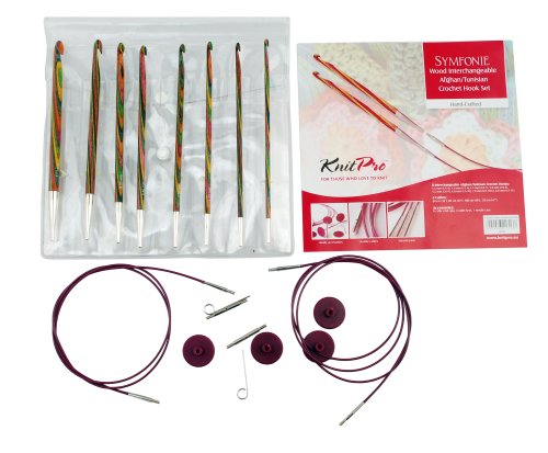 KnitPro 20735 Häkelnadel Set Symfonie Holz tunesisch, austauschbar