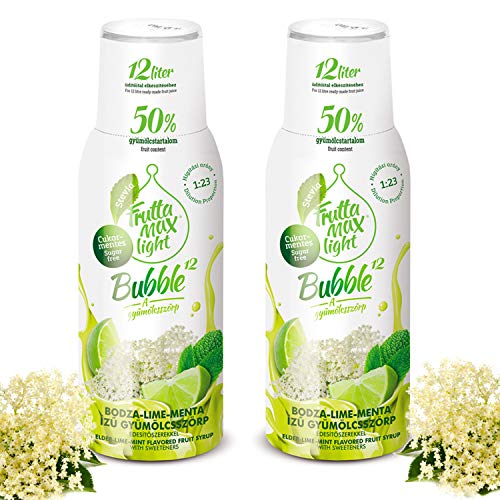 Light Low-Carb Fitness-Sirup Holunderblüte-Limette-Minze Geschmack von Frutta Max light | Ohne-Zucker | mit Stevia | Gesund und lecker mit 50% Fruchtanteil 2erPack(2x500ml)