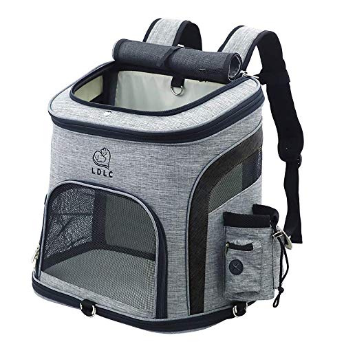 REAYOU Haustier Reise Rucksack Haustier Rucksäcke haustiertragetasche Atmungsaktive Outdoor Faltbarer für Hunde und Katzen (Black-L)