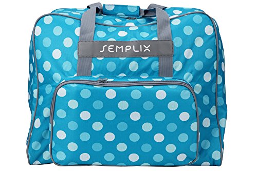 SEMPLIX XL-Nähmaschinentasche, Polka Dots Petrol/Türkis, 52x42x27 cm, Große stabile Transport und Aufbewahrungs Tasche für große Nähmaschinenmodelle