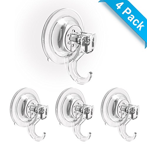 Ulinek 4 Pack Haken Saughaken Vakumm Saughalter Wandhaken befestigen zum Aufhängen ohne Boren transparant wiederverwendbar waterproof öldicht Saugnapfhalterung bis zu 5 kg für Küche Bad Zimmer