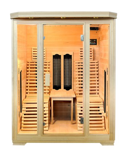 Infrarotkabine Helsinki 150 Keramikstrahler & Hemlockholz | Infrarotsauna mit Relaxliegen für 2 Personen | ArtSauna