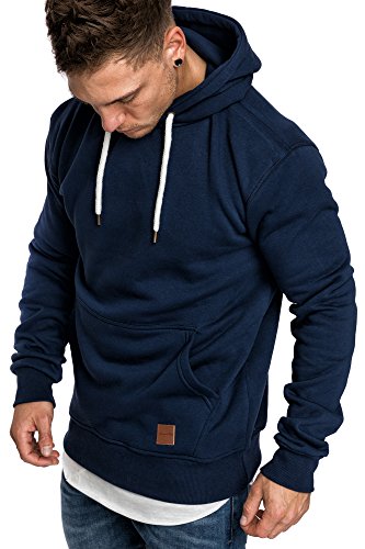 Amaci&Sons Herren Basic Kapuzenpullover Sweatjacke Pullover Hoodie Sweatshirt 4023 Navyblau L