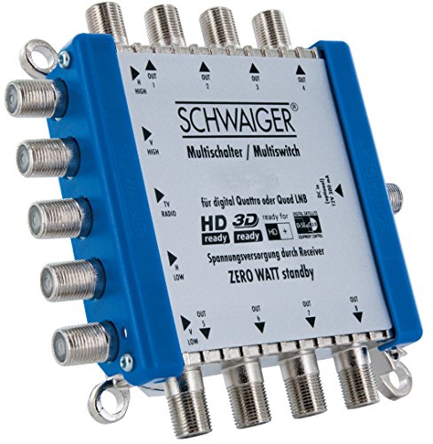 SCHWAIGER -5200- Multischalter 5 - 8 / Verteilt 1 SAT-Signal auf 8 Teilnehmer / SAT-Splitter / digital Multiswitch für Signal-Verteilung / in Kombination mit einem Quattro LNB