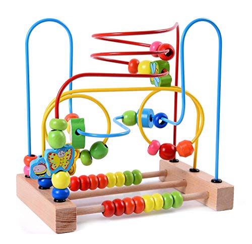 Lewo Motorikschleife aus Holz mit DREI verschiedenen Schleifen Tierkreis Roller Coaster um Korn Maze Spielzeug für Kinder