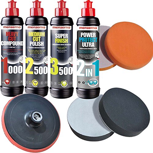 Menzerna 1000 + 2500 + 3500 + Ultra 2in1 + Schwämme + Teller Polierset Set-MENZ4