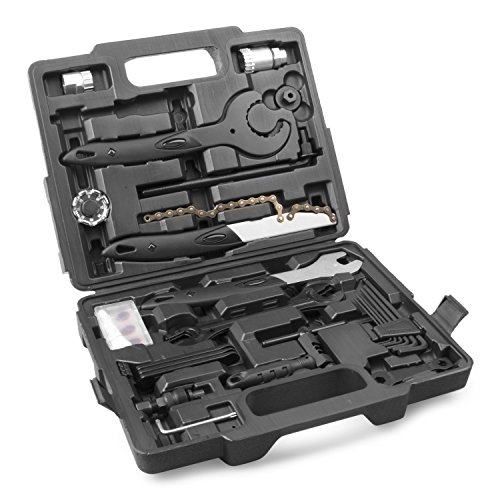 Fahrrad Werkzeugkoffer in schwarz | Fahrrad Werkzeug Set | Fahrradwerkzeug mit Kunststoffkoffer für Fahrrad-Montagearbeiten und Reparaturen | Fahrrad Werkzeugsatz mit 26 teilen | by Provelo