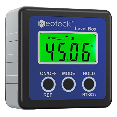 Neoteck Digitaler LCD Winkelmesser Neigungsmesser Inklinometer Wasserdicht Bevel Box Winkelmessgerät Wasserwaage - Blau