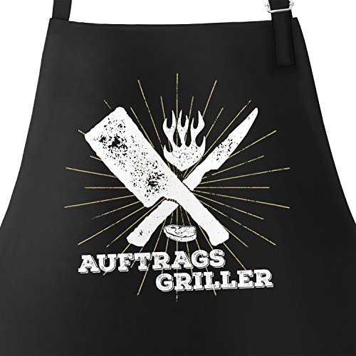 coole Moonworks Herren Grillschürze Auftragsgriller Küchenschürze Barbecue-Schürze Fun-Schürze schwarz unisize