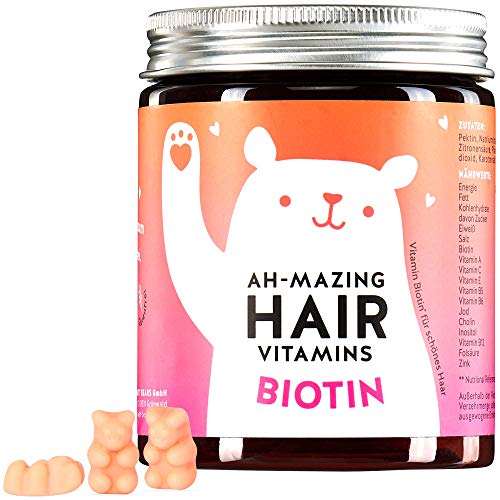 Biotin 10.000 mcg Gummibärchen - Haar Vitamine für schöne Haut, Haare, Nägel - Bears with Benefits AH-MAZING HAIR Vitamin Gummies - Monatsvorrat - 100% natürlich, vegan, hochdosiert