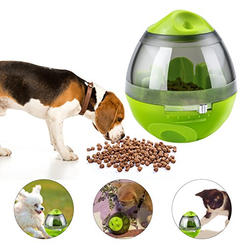 Hundefutter Ball, Yokunat Hunde Katzen Snackball Futterball Hundespielzeug Snackbälle Tumbler Form Futterspender Interaktives Spielzeug Ausbildung IQ Trainingsball Lernspielzeug Übung Spiel - Grün