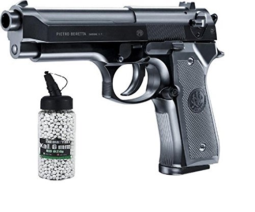 SET:Beretta M92 FS Airsoft mit Metal Slide 2.5161 0,5 Jule 6 mm BB Federdruck Softair + G8DS Softair Munition BIO BBs Premium Selection 2000 Stück 0,20 g 6mm