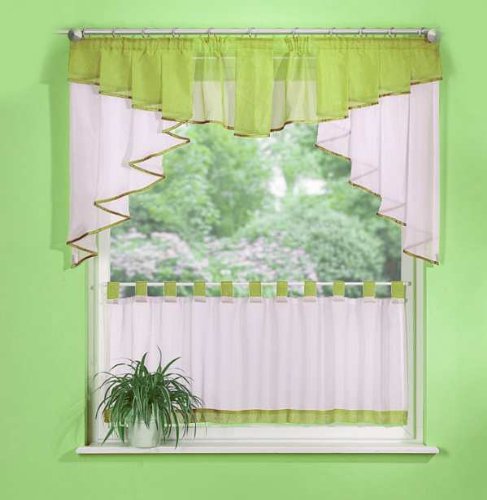 Scheiben Gardinen Set, 2 Tlg, Apfelgrün, 20319