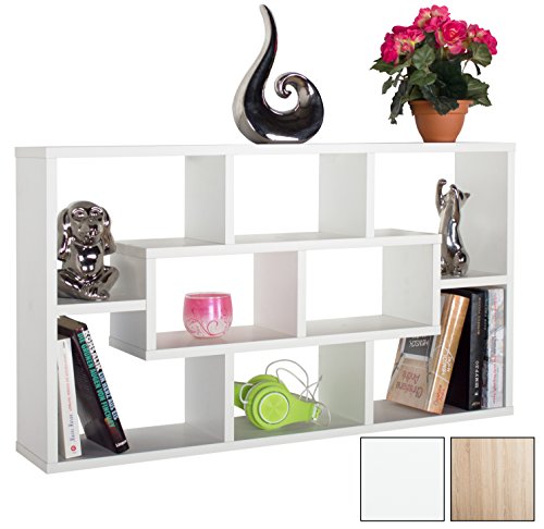 RICOO Eckregal Wandregal Wandregale Weiss WM050W Schwebendes Schmales Hängeregal Würfel Regal Ablage Schweberegal Bücherregal Wandboard Standregal Organizer Lowboard Möbel Halterung Mini Rack Holz