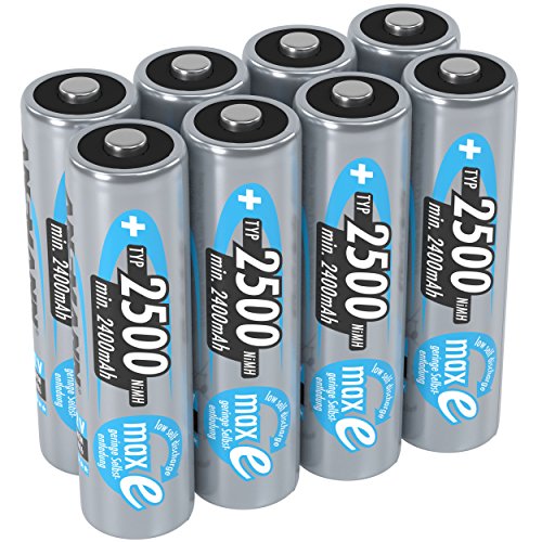 ANSMANN Mignon AA Akku 1,2V Typ 2500 mAh - NiMH AA Akkus mit maxE für Geräte mit hohem Stromverbrauch - 1000 mal wiederaufladbare Batterien AA für Spielzeug Taschenlampe & Controller uvm - 8 Stück