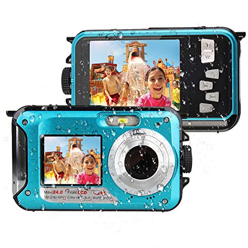 Unterwasserkamera Full HD 1080P Digitalkamera Wasserdicht 24 MP Unterwasser Digitalkamera Selfie Dual Screen DV-Aufnahme wasserdichte Digitalkamera zum Schnorcheln
