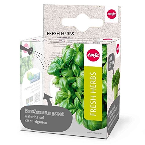 Emsa 515351 9-teiliges Bewässerungsset für Kräutertopf Fresh Herbs, 6 Dochte, 3 Dochthalter, Fresh Herbs