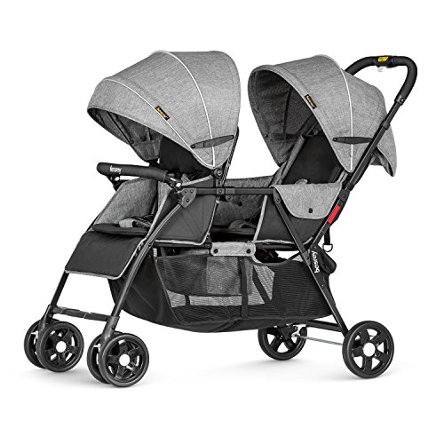 Besrey Geschwisterwagen Zwillingswagen Sportwagen für 2 Kinder - mit Liegefunktion und Sonnenverdeck - mehrfunktional - zusammenklappbar