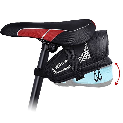 toptrek Satteltasche Fahrrad Fahrradtasche Klein Wasserdicht Fahrrad-satteltasche von 0,6L bis 1L Rücklicht Kompatibel für Mountainbike/MTB/Rennrad/ebike (Schwarz)
