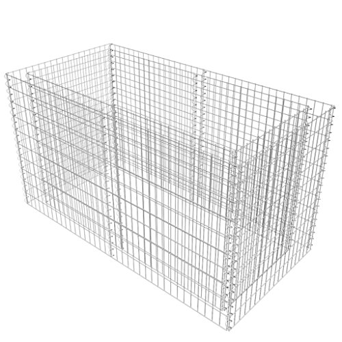 Festnight Gabione Pflanzenkorb Steinkorb aus Stahl 180 x 90 x 100 cm Garten Gabionen Silberfarben