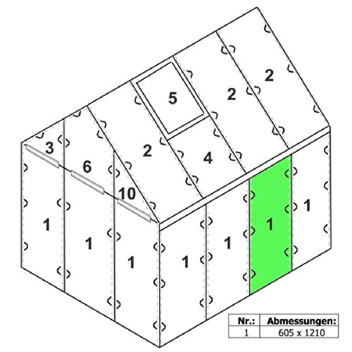 Zelsius - 6 mm Hohlkammerstegplatte '#1' (121 x 60,5 x 0,6 cm) für Gewächshaus, Garten Treibhaus, Polycarbonat Ersatzplatten