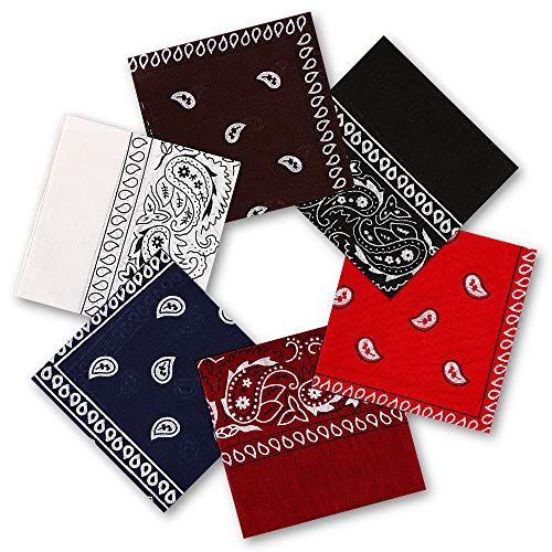 Nasharia Bandana Kopftuch 100% Baumwolle, 6er mehrweg Paisley Bandana Halstuch 55 x 55 cm Kopftuch Armtuch Mischfarben Haar, Hals, Kopf Schal Nickituch Vierecktuch ...