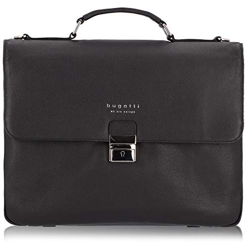 Bugatti Valencia Aktentasche L Leder 2-Hauptfächer 40 cm Laptopfach