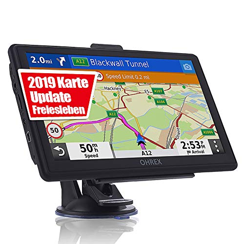 OHREX Navigation für Auto LKW, 7 Zoll Touchscreen GPS Navi Navigationsgerät mit POI Sprachführung Fahrspurassistent PKW KFZ mit Lebenszeit Kostenlose Kartenupdates 2019 Europa Karten