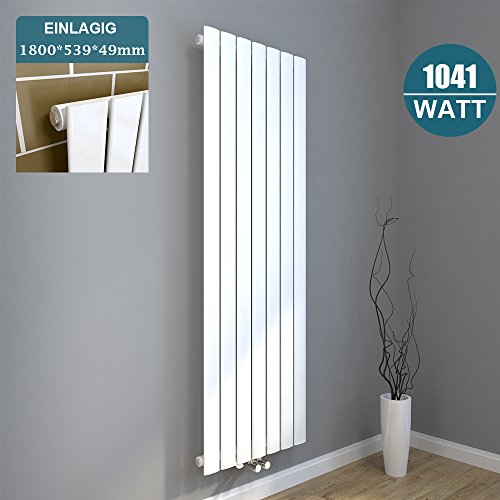 Design Flach Heizkörper 1800x539mm Weiß Paneelheizkörper Vertikal Mittelanschluss Einlagig