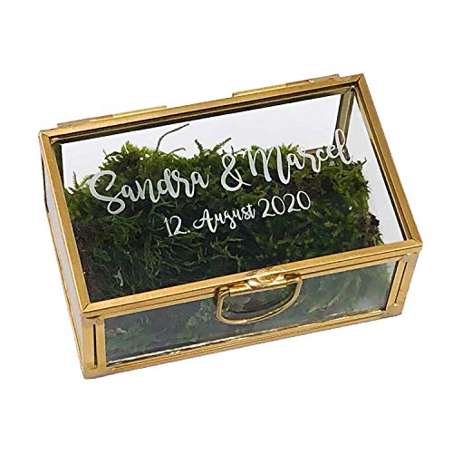 KATINGA Personalisierte Ringbox Gold aus Glas, ca. 9x5x4cm (mit Gravur)