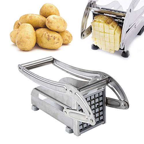 Wefun Pommes Frites Schneider,Edelstahl Extra Scharfes Set mit 2 Klingen,Frittenschneider für Französische