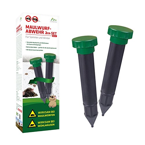 Gardigo Maulwurfabwehr Basic 2er Set, Maulwurfschreck, Wühlmausvertreiber, Maulwurfvertreiber
