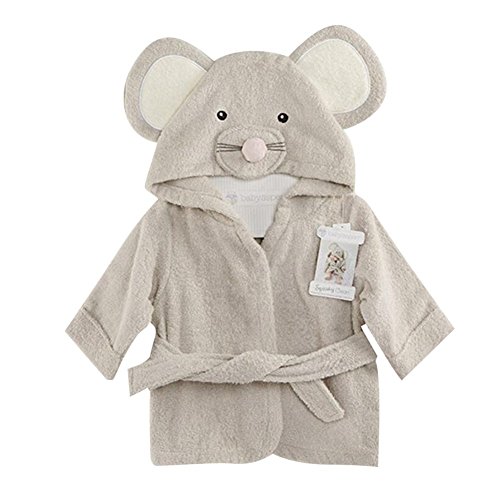 Fancyus Unisex Infant Baby Baumwolle Maus mit Kapuze Badetuch Bademantel, grau