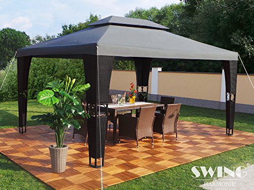 Luxus Rattan Pavillon (Schwarz/Anthrazit)