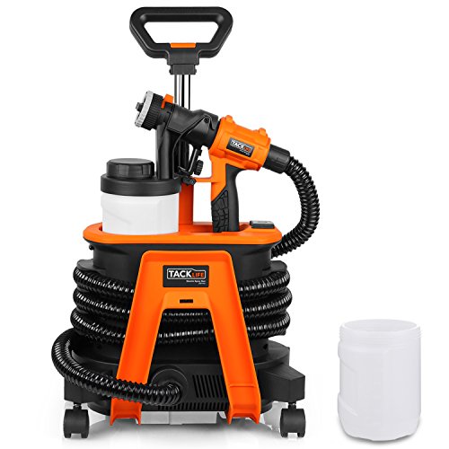 Farbsprühsystem, Tacklife 1200W SGP17AC Professionelle Spritzpistole, Elektrische Farbspritzpistole/Lackierpistole, 3 Spritzmuster, 3 Düsengrößen, Max-Sprühfluss 1100 ml / min, 2 Farbbehälter 1200ML