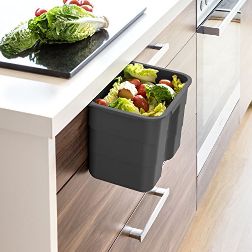 Biobin Multifunktionsbehälter 4,2 L anthrazit mit Deckel 170 x 227 x 172 mm zum Einhängen Multifunktionsbox Einhängebehälter von SO-TECH