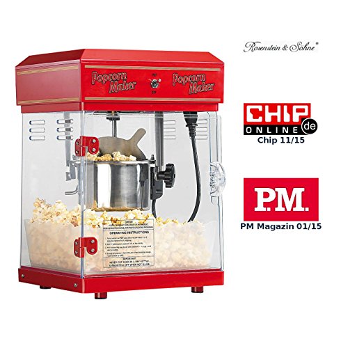 Rosenstein & Söhne Popcornmaschine: Profi-Retro-Popcorn-Maschine 'Cinema' mit Edelstahl-Topf im 50er-Stil (Profi Popcornmaschine)