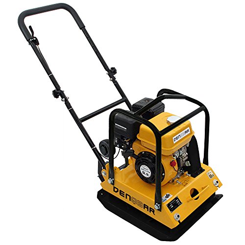 DENQBAR Profi Rüttelplatte mit Benzinmotor mit 102 kg und 20 kN Verdichtungsdruck inkl. PU-Matte & Transportfahrwerk