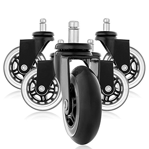 Rollerblade Style Gummi Ersatz Räder, Bürostuhl Caster Wheels für Ihren Schreibtisch Stuhl, Ruhige Rollläden Perfekt für Hartholz Fußböden, Teppich, Laminat und Fliesen - Set von 5