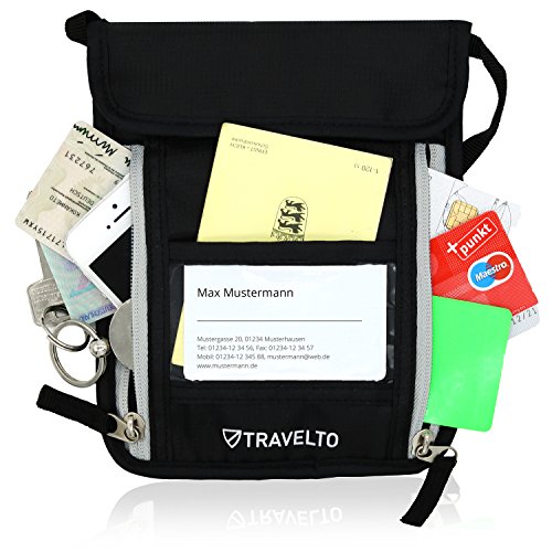 TRAVELTO Unisex Brustbeutel mit RFID-Blocker – Brusttasche, Brustbeuteltasche, Reisegeldbeutel, Dokumententasche