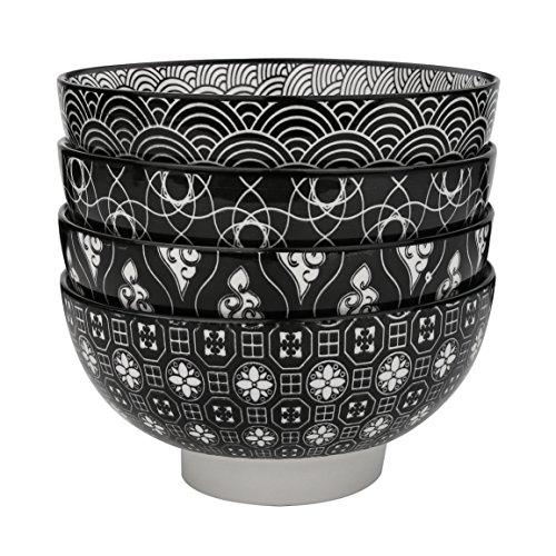 Vancasso Haruka 4-teilig Müslischalen aus Porzellan, Schalen Set, 15,2 cm Durchmesser für Obst, Nuddeln usw.