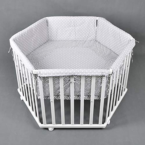 HONEY BEE Laufgitter Laufstall 6-eckig, Baby Krabbelgitter inkl. Stoffeinlage WEISS 52305