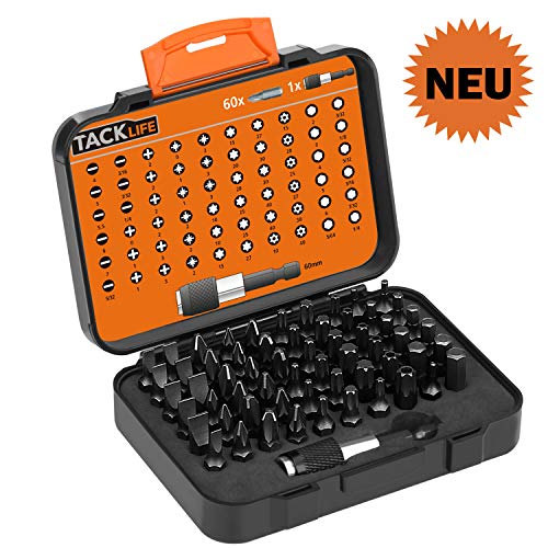 Bit Set, Tacklife 61-Teiliges tragbares Schraubendreher- Set, Mini Schraubendrehersatz mit 60 Bits und 1 Verlängerungs-Bithalter, Internationale Standardspezifikationen, inkl. Handkoffer, PSDB1A