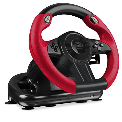 Speedlink Gaming Lenkrad für PS4, PS3, Xbox One, PC - Trailblazer Racing Wheel (Schaltknauf, Gas- und Bremse-Pedale - Vibration - Controller für Driving Games oder andere Simulator-Spiele) schwarz-rot
