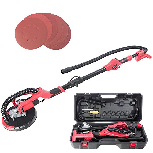 Arebos Langhalsschleifer Premium (710 Watt, Ø 225 mm, Drehzahlregelung, Teleskopstange, Absaugsystem, schwenkbarer Kopf, inklusive 6 Schleifscheiben und Koffer)