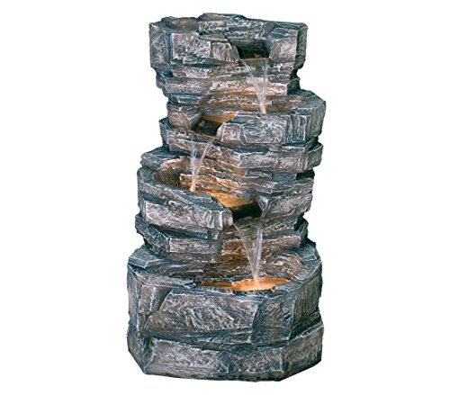 Dehner Polyresin Brunnen in Steinoptik mit LED Beleuchtung, ca. 77.5 x 46 x 36 cm, 16 kg