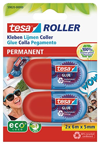 2x tesa Mini Kleberoller, permanent, ecoLogo 6m:5mm