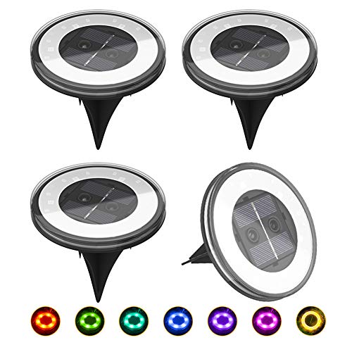 4 Stück LED Solar Gartenleuchten Bunt Solarleuchte Garten RGB Bodenleuchte Farbwechsel Warmweiß,18 LED,Wasserdicht IP67 COSANSYS Solarlampen für Rasen,Innenhof,Gehweg,Terrasse