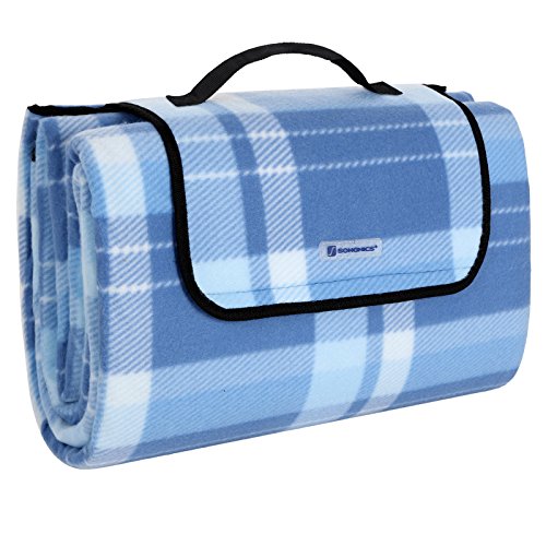 SONGMICS 200 x 200 cm XXL Picknickdecke Fleece wärmeisoliert wasserdicht mit Tragegriff GCM71B
